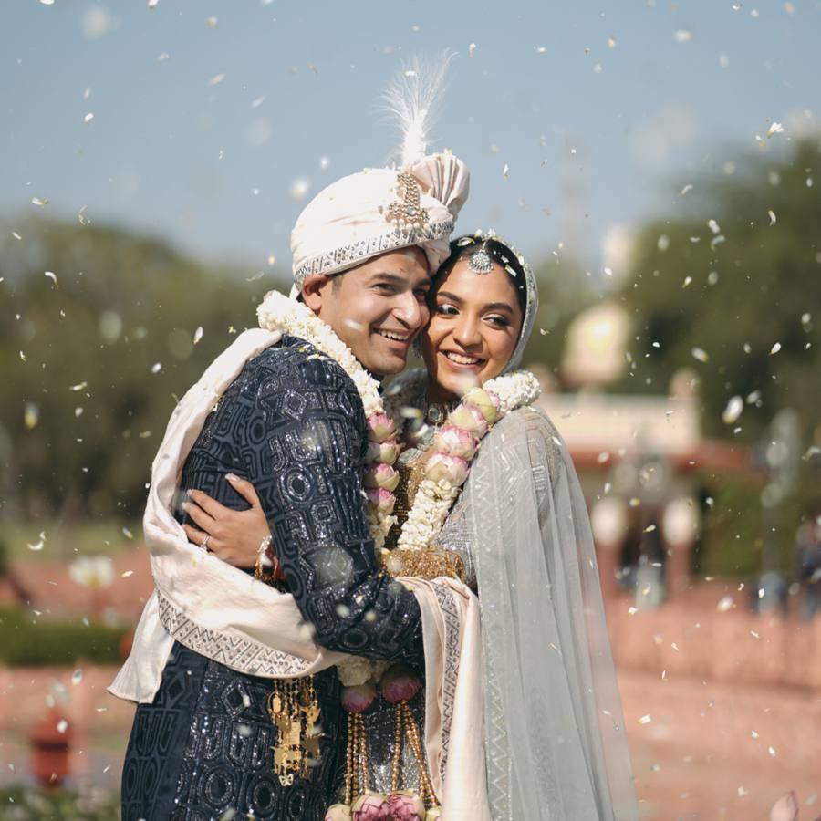 A couple celebrating their wedding day